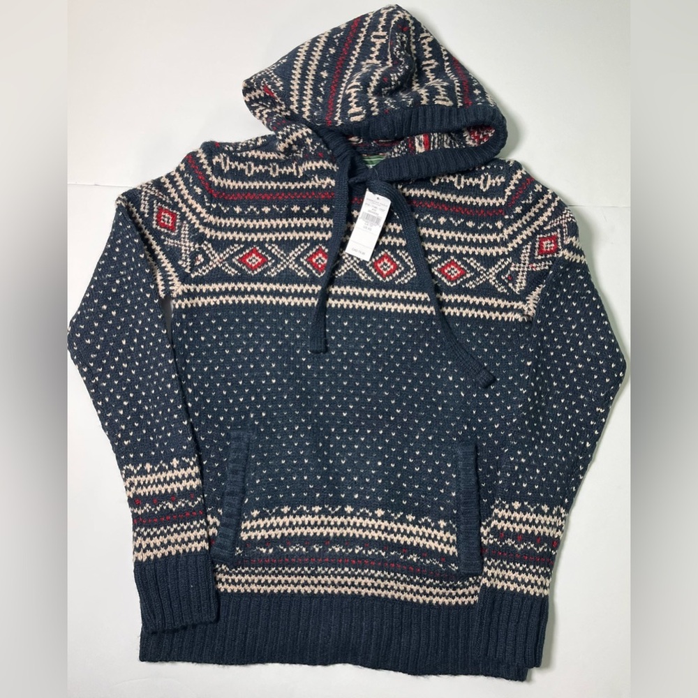 American Eagle Fair Isle Knit Hoodie Sweater NWT Navy